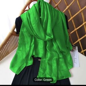 Scarf Women's Lightweight Chiffon Silklike Texture Green, Large